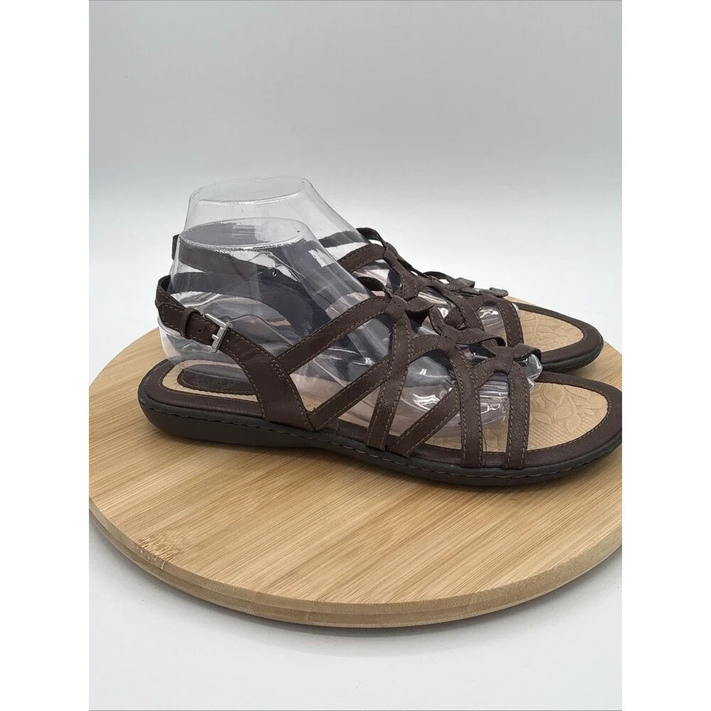 BOC Born Concept Brown Cora  Strappy Cage Open Toe Slingback Sandals 10M Vegan